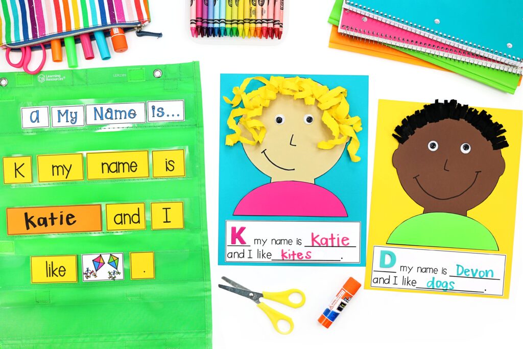 Pocket chart activity and two self-portrait activities