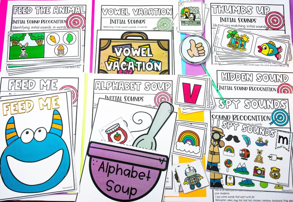 A variety of beginning sounds printable activities