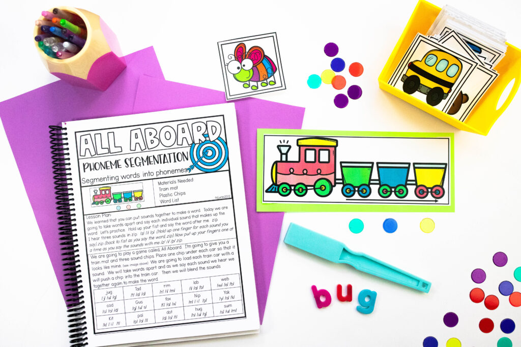 A train phoneme segmenting activity with chips