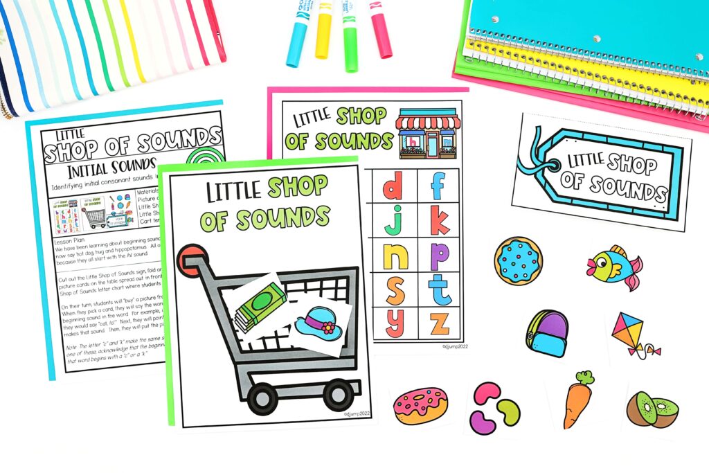 Little shop of sounds printable mats and cards