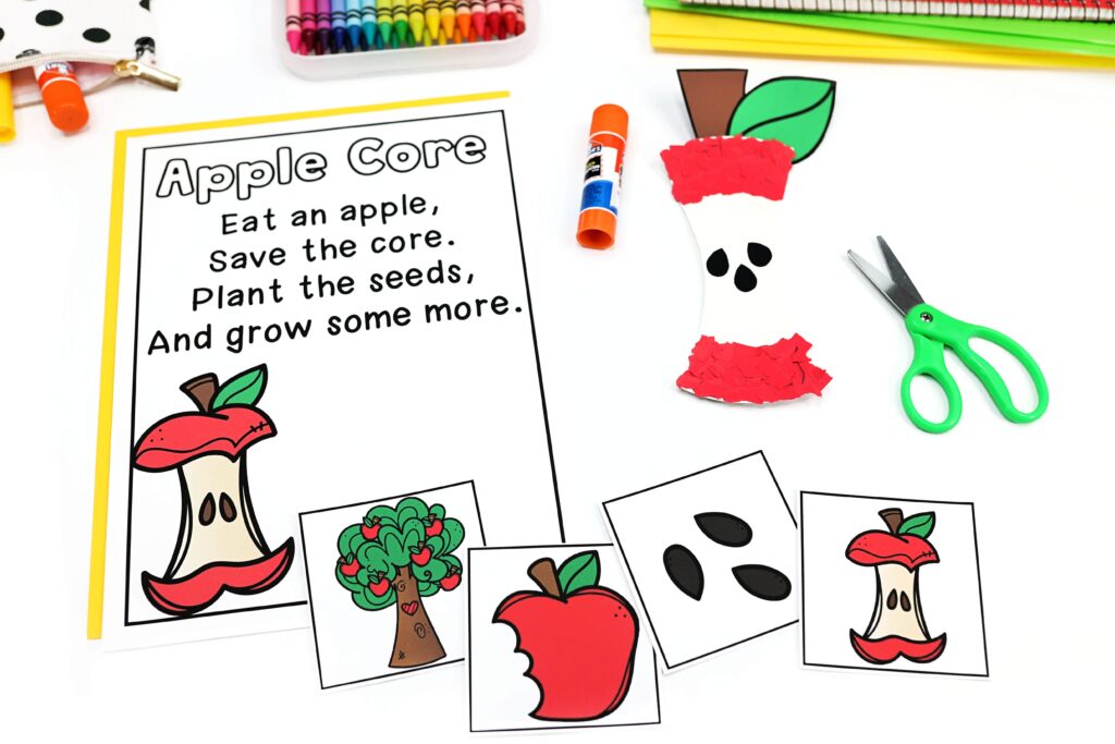 Apple poem, craft, and sequencing cards