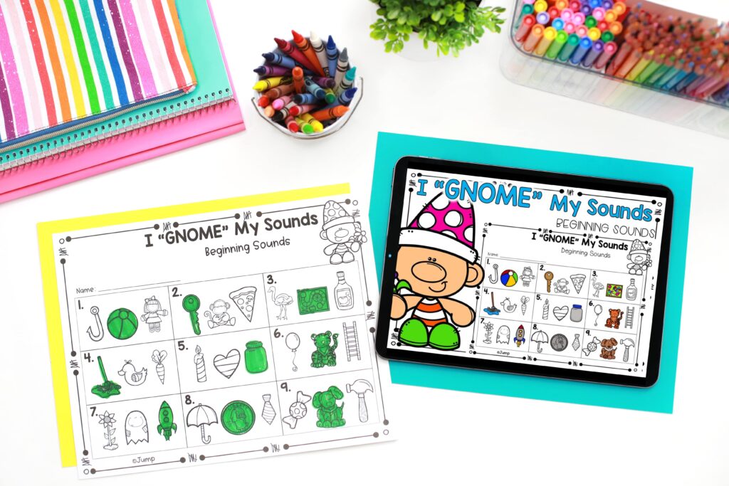 A gnome themed beginning sound activity
