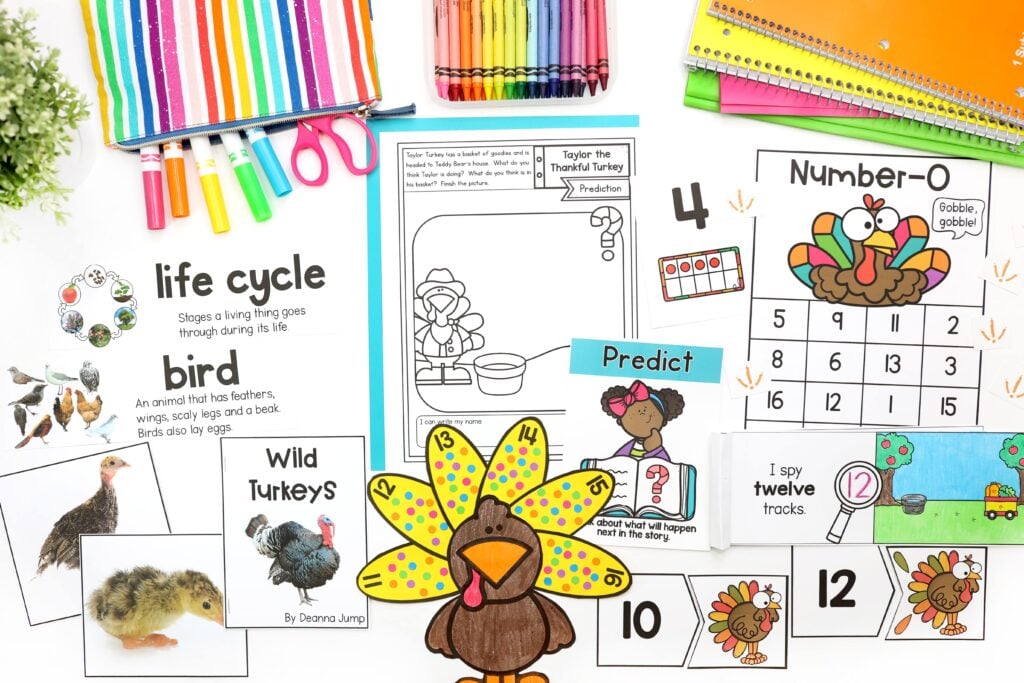 A variety of printable turkey activities