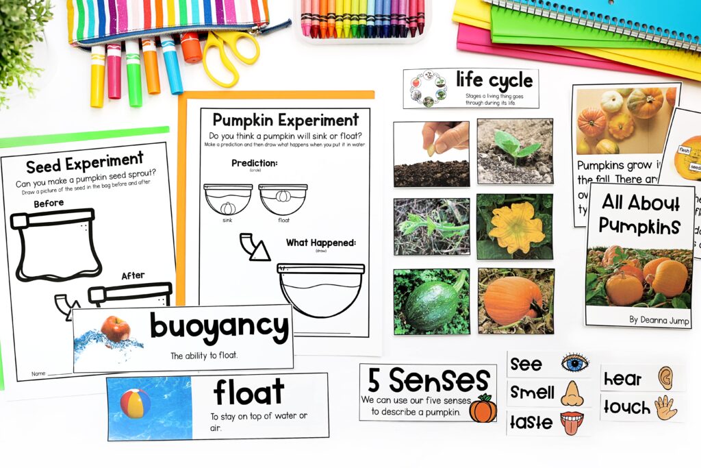 Printables for a pumpkin science experiment