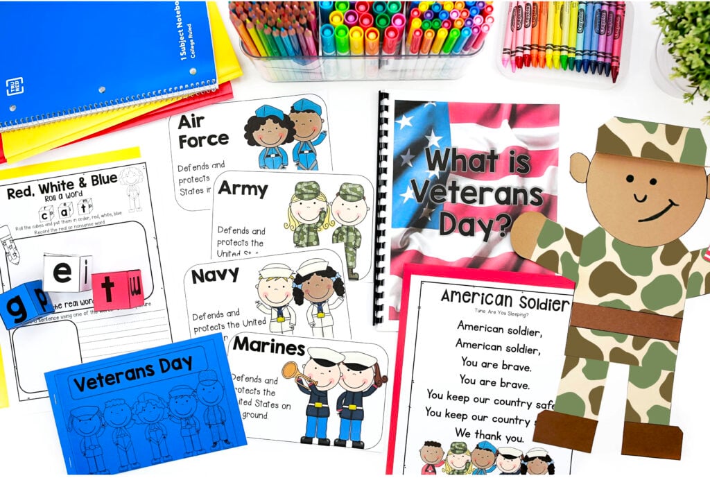 A variety of printable Veterans Day activities and crafts