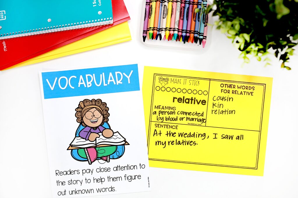 A vocabulary task card for the word "relative"