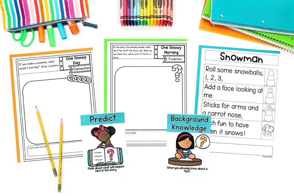 Comprehension printables for A Snowy Morning read aloud