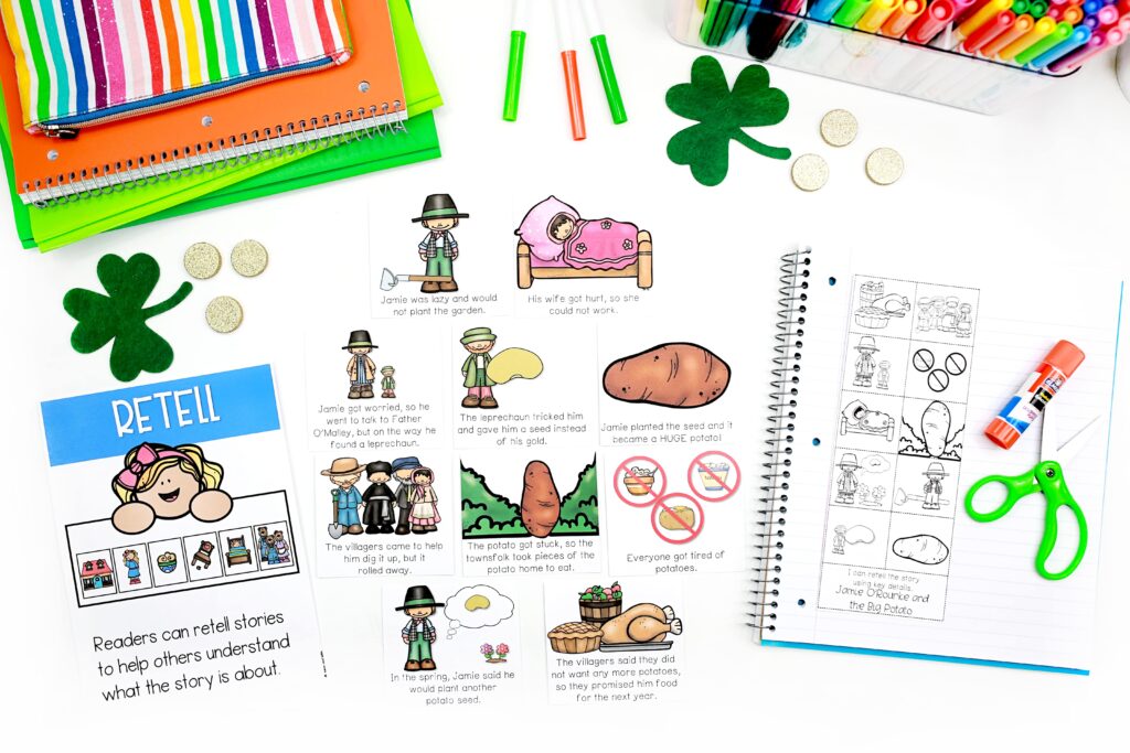 Retelling cards and activities for Jamie O'Rourke and the Big Potato