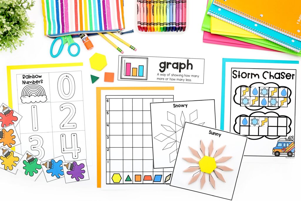 A variety of weather themed math activities
