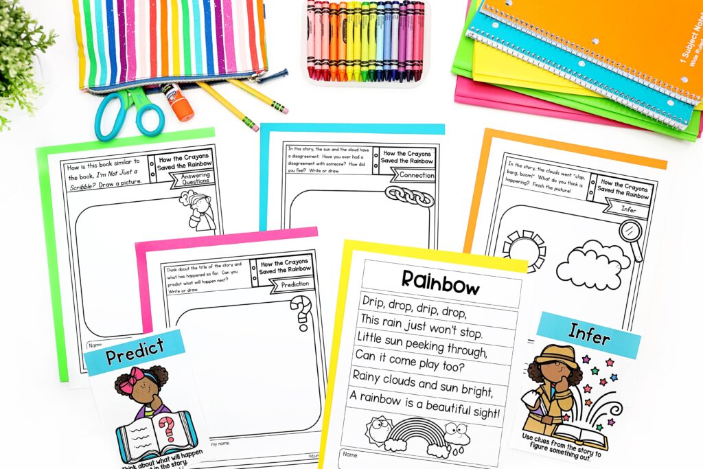 Rainbow poems and comprehension activities