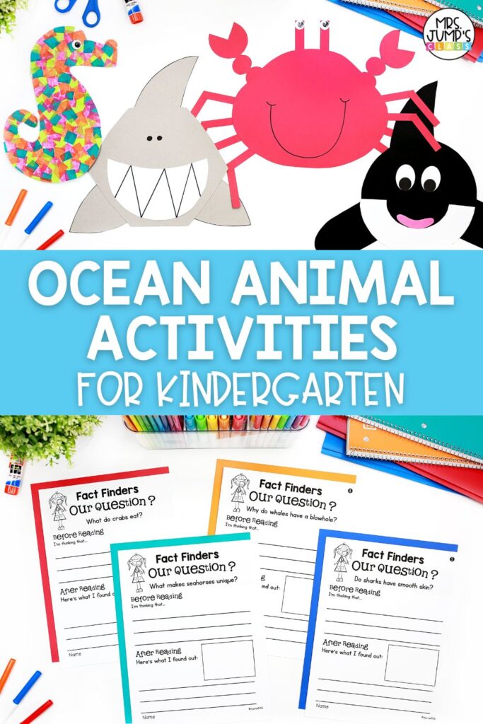 Ocean animal activities for kindergarten - pinnable graphic