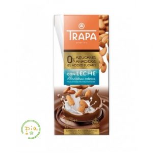 Молочний шоколад Trapa з цілим мигдалем без цукру — 175 г