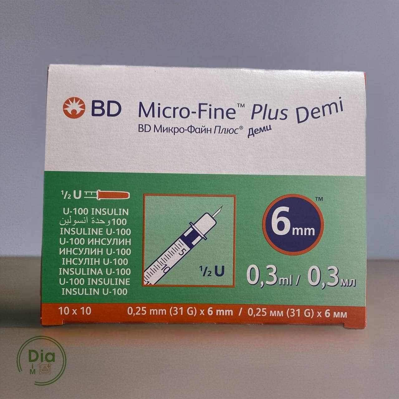 Інсуліновий шприц BD Micro-Fine Plus Demi 0.3 мл з голкою 6 мм для одноразового використання