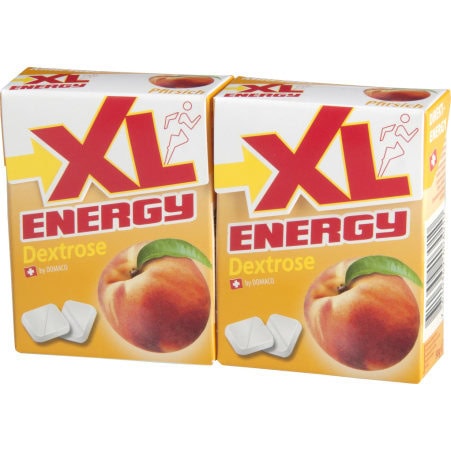 Таблетки декстрози XL ENERGY зі смаком персика та вітаміном C в упаковці 2 шт.
