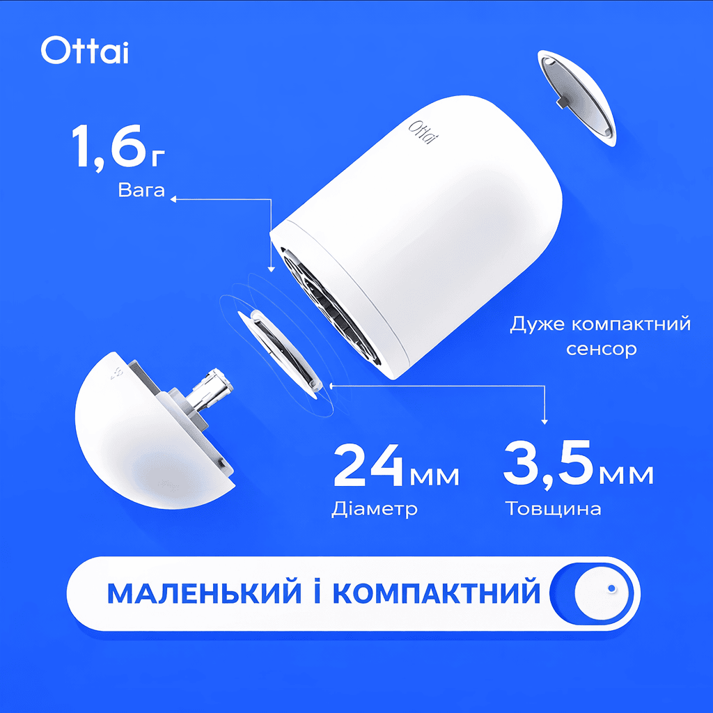 Компактний сенсор Ottai: діаметр 24мм, товщина 3.5мм.