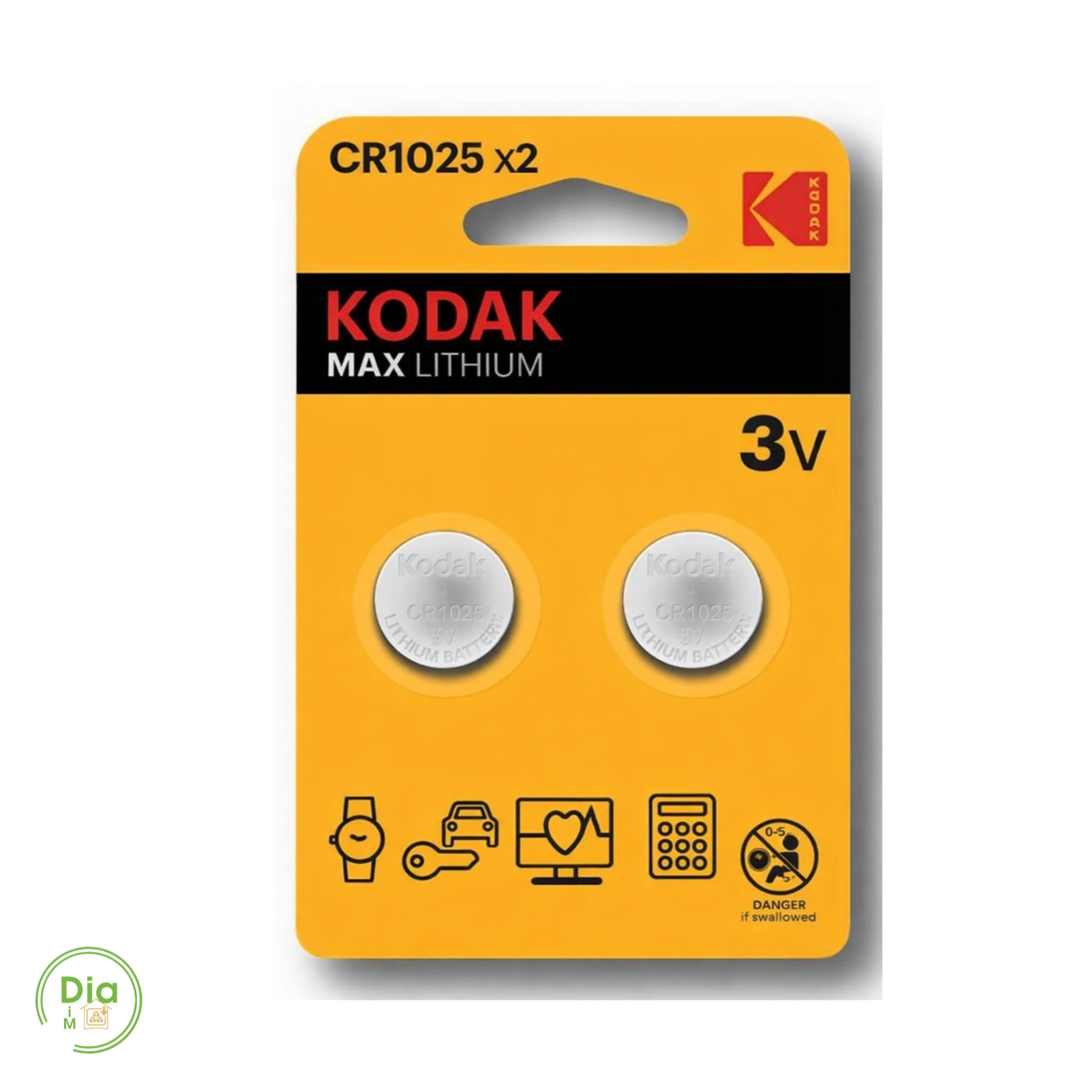 Літієві батарейки Kodak CR1025 3V — упаковка 2 шт, підходять для трансміттера Sibionics 2 та медичних пристроїв.
