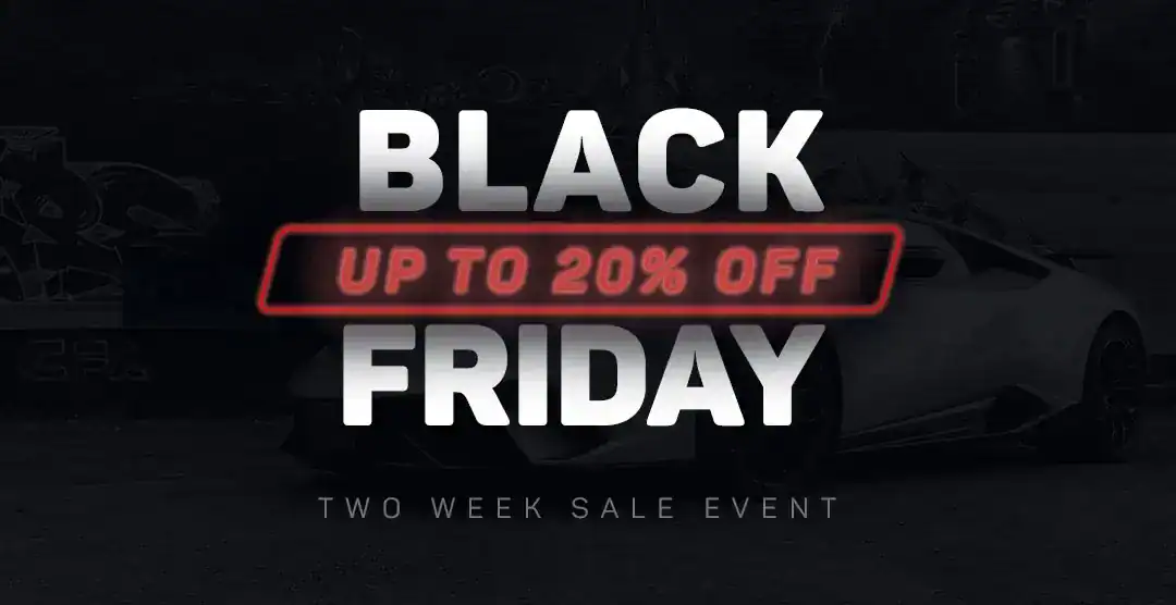 European Automotive Black Friday sale banner with up to 20% discount.