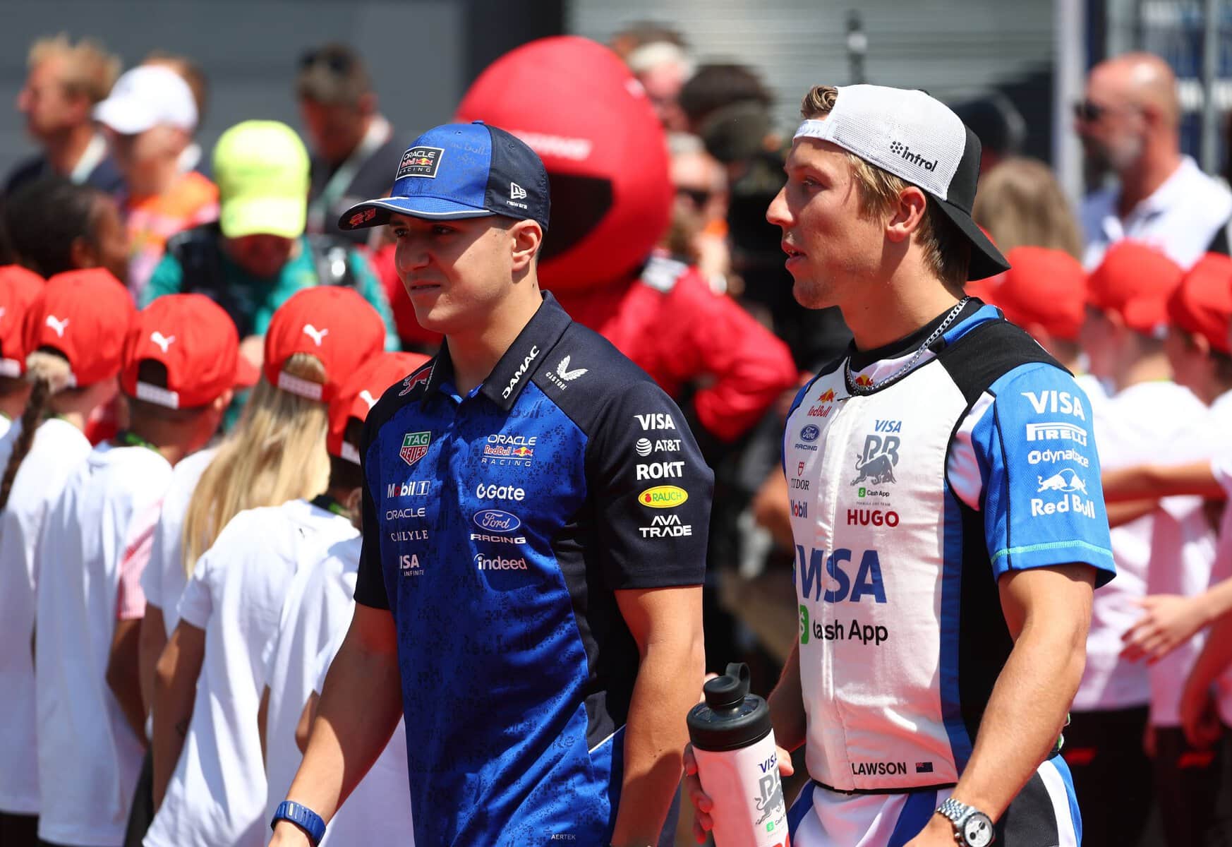 Isack Hadjar and Liam Lawson - Hungarian GP Drivers Parade 2026
