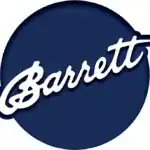 Close-up of Garrett logo on a dark blue background, highlighting brand identity.