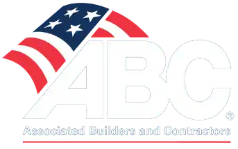 Professional construction company branding American flag theme.