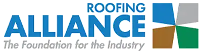 Logo featuring the Roofing Alliance with colorful geometric shapes and bold text.