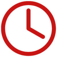 Red clock symbol representing timely auto repair services at Get Right Auto Repair.