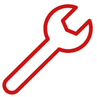 Red wrench icon representing auto repair services at Get Right Auto Repair.