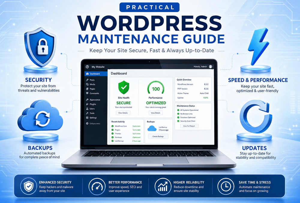 WordPress Maintenance Guide (2026): Updates, Backups, Security, and Speed