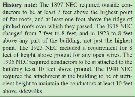 History Note about service drop height