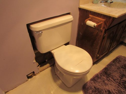 Toilet recessed into wall