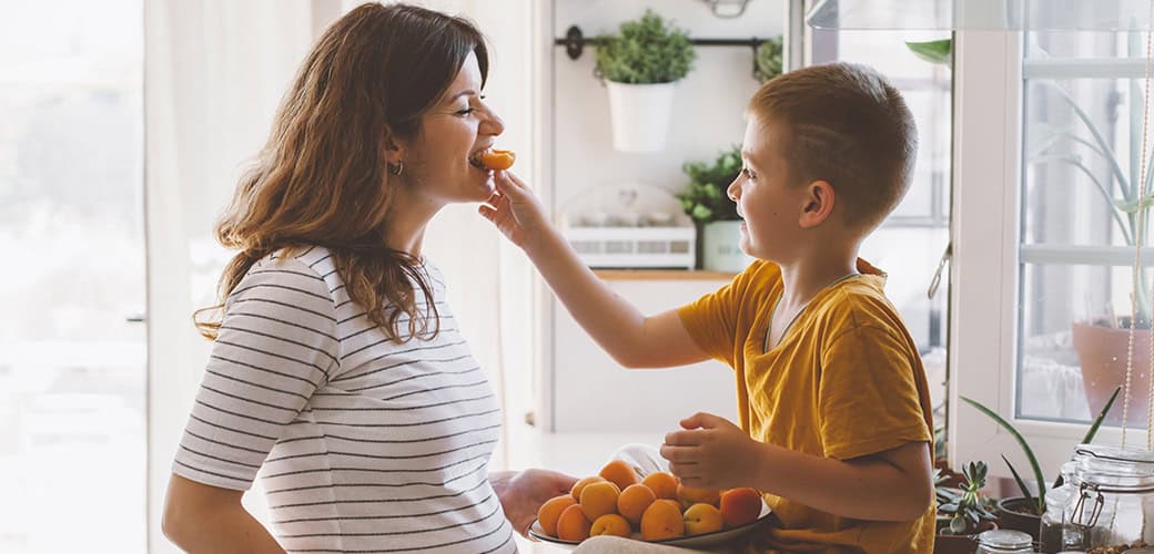 mom – son in kitchen