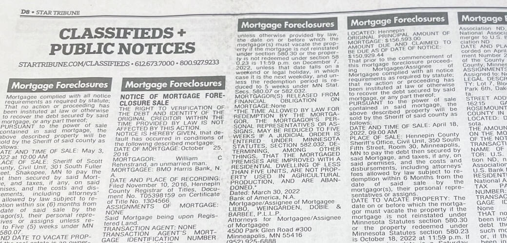 foreclosure notices