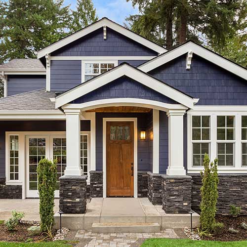 front door and porch of home