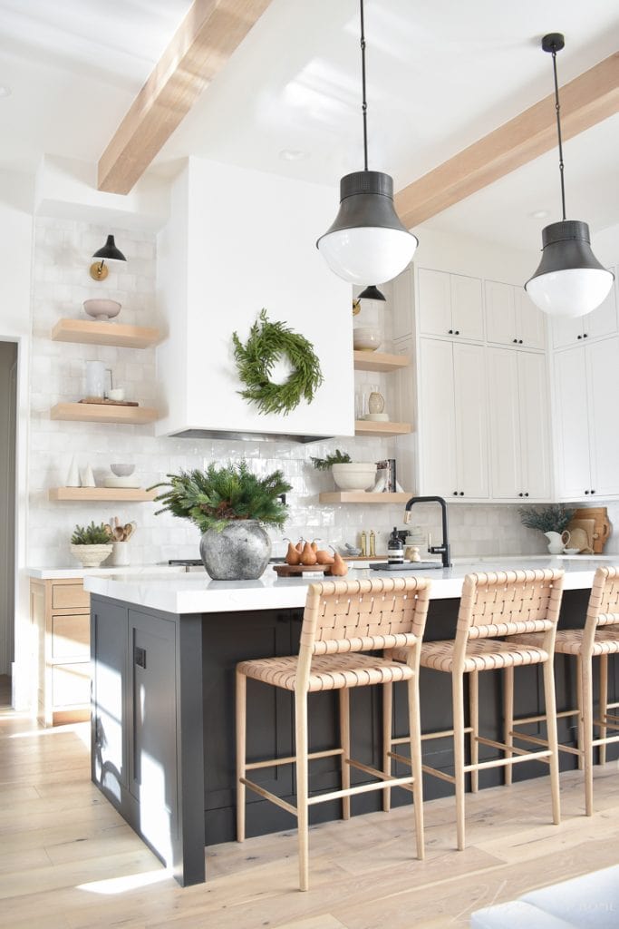 Zdesign At Home Kitchen Modern Christmas Decor Leather Lattice Bar Stools Best Black Island Three Cabinet Colors White Oak Floors Shelves 1