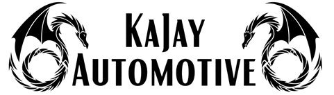 Kajay Automotive logo with car silhouette and text design.