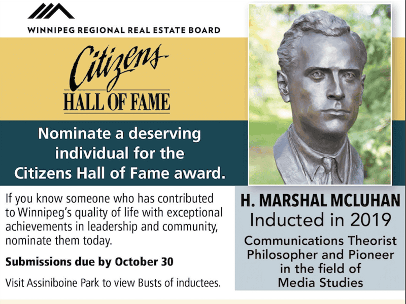 Marshall McLuhan for the Winnipeg Citizens Hall of Fame