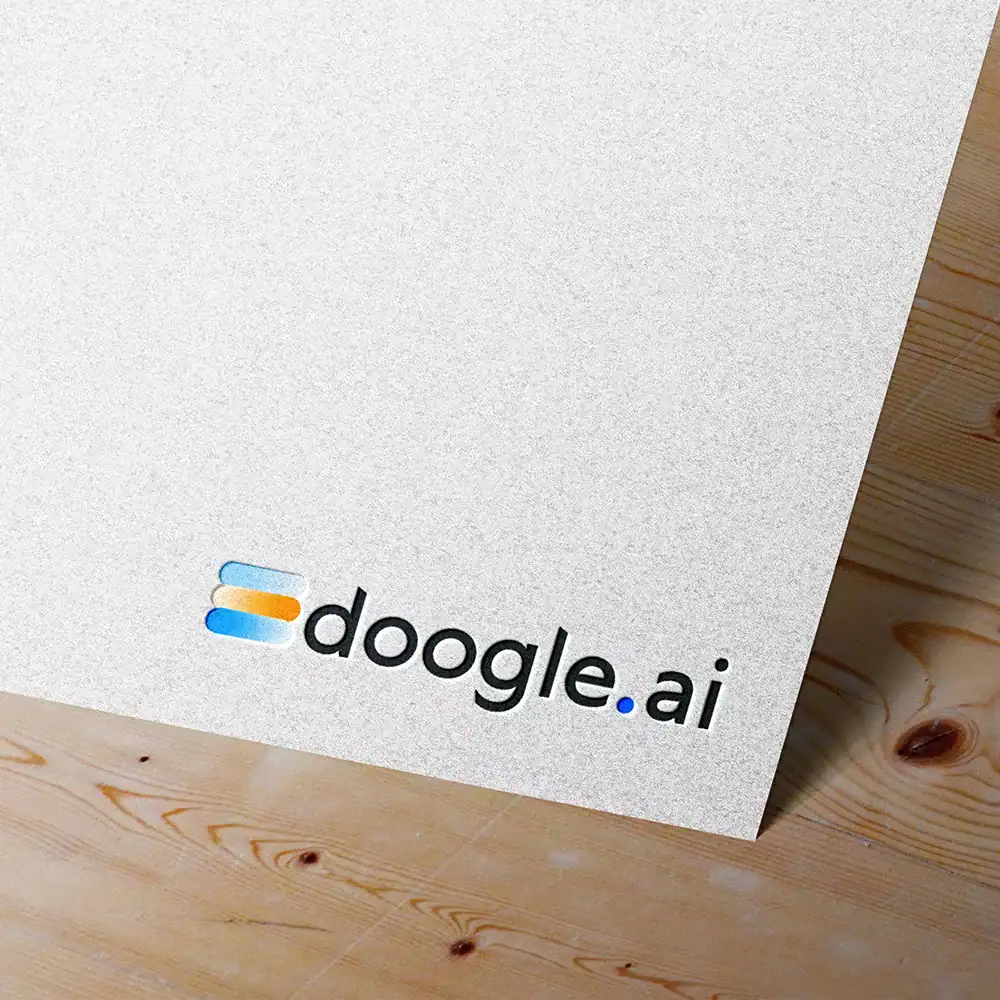 AI logo branding on textured paper background, digital marketing and AI technology concept.