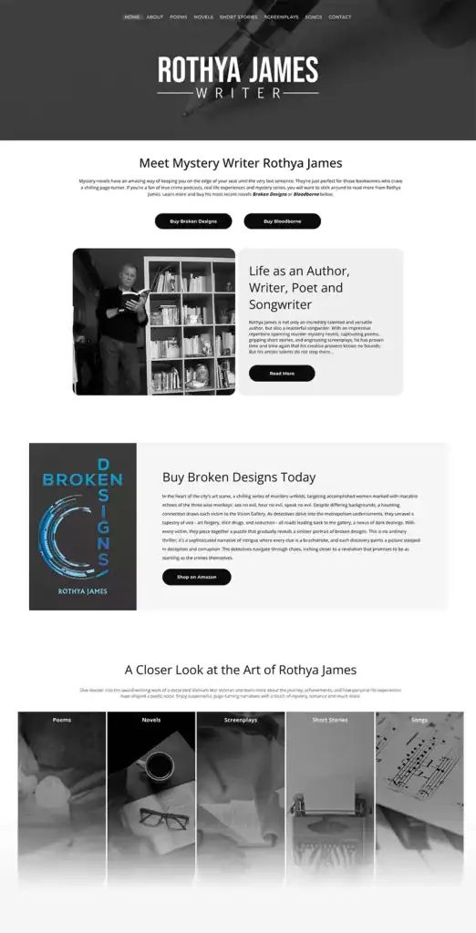 Rothya James Writer website | Moxie360 Marketing