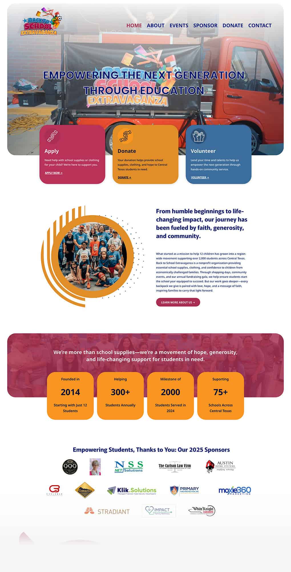 Back to School Extravaganza website | Moxie360 Marketing