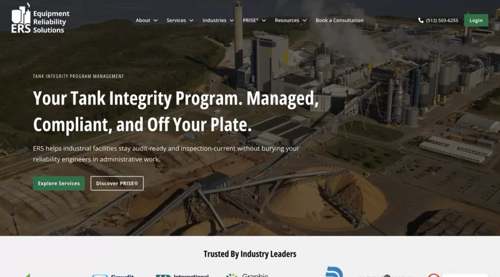 Equipment Reliability Solutions website | Moxie360 Marketing