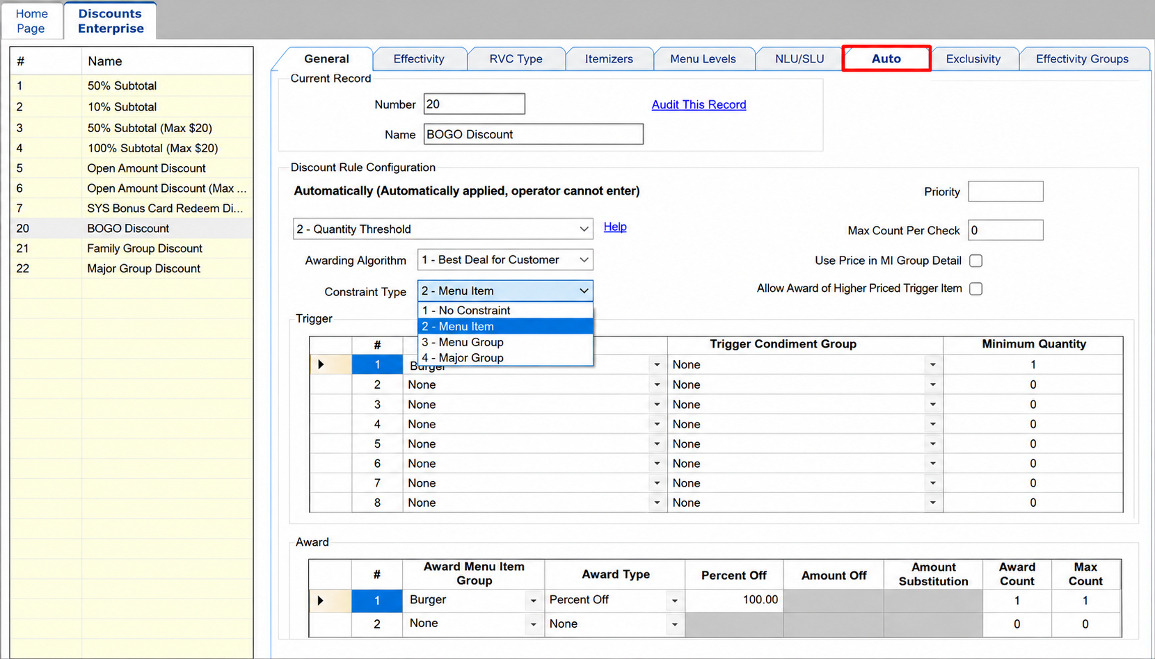 Oracle Simphony Cloud POS promotional pricing
