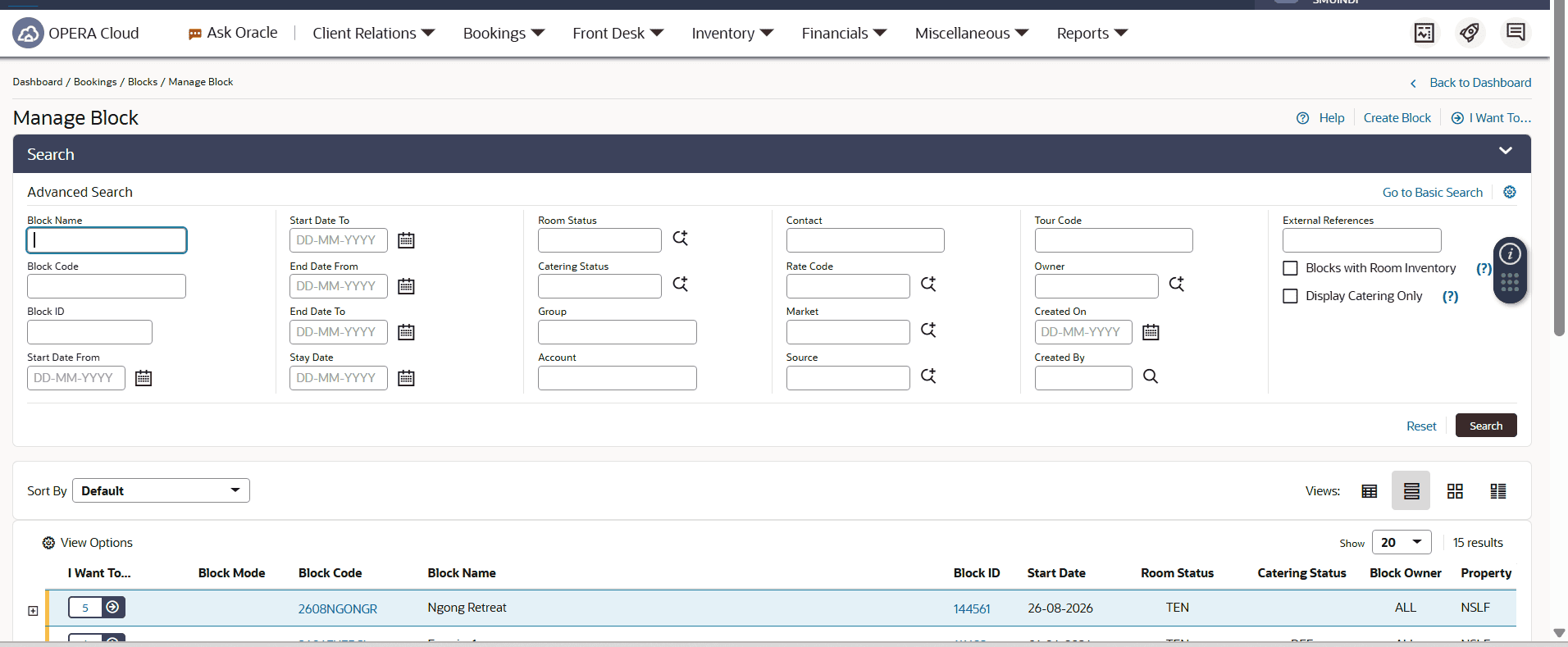 Hotel room block allocation and reservation management