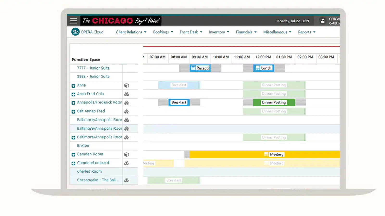 Manual banquet sales ledger and event booking management