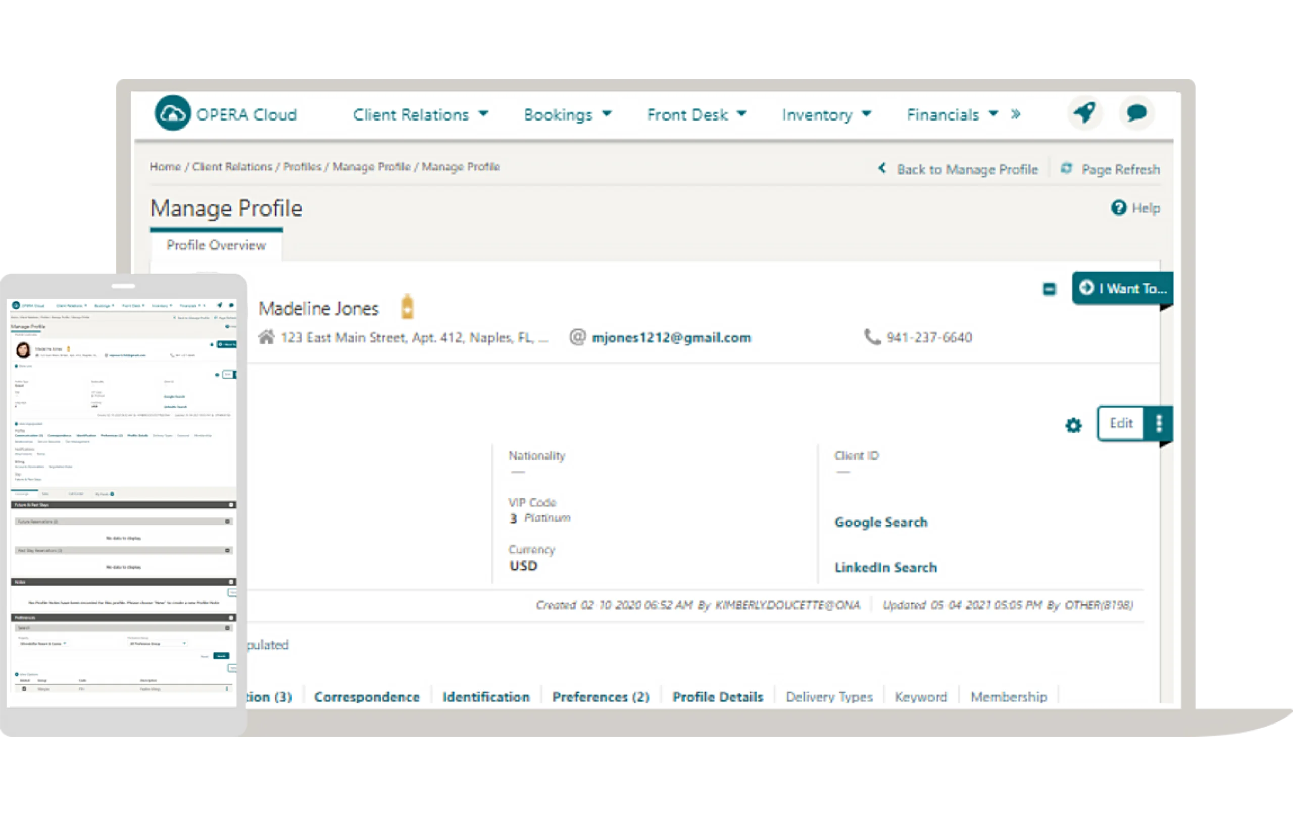 Hotel staff managing guest profiles and reservation information