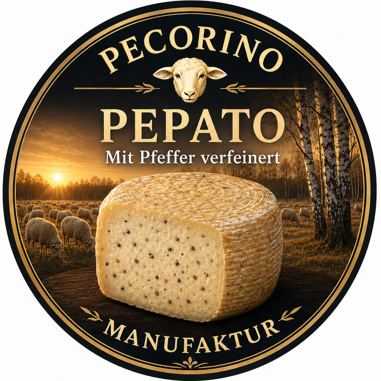 Pecorino Pepato Mit Pfeffer verfeinert