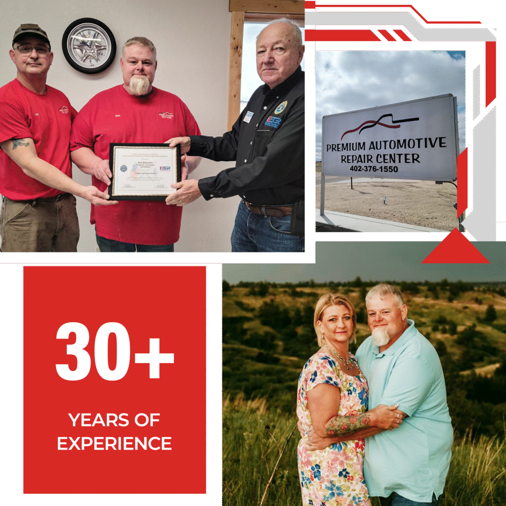 Auto repair team receiving certification at Premium Auto Repair Inc.