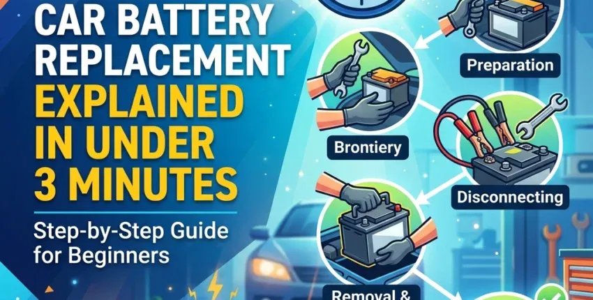 Step-by-step guide to car battery replacement in under 3 minutes for beginners.
