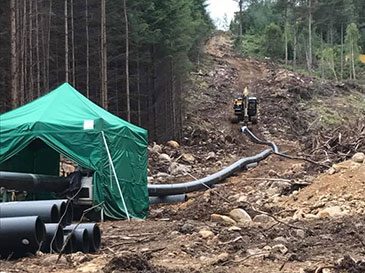  Penstock routing through tree felled corridor