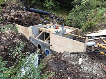 Shuttering at intake in preparation for Coanda screen installation