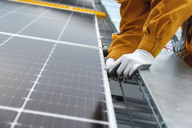 commercial solar power installation -Inspection of Solar PV panel connections